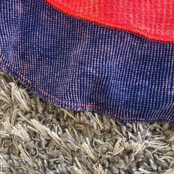 We the Free Color Block Patchwork Waffle Knit Top Scoop Neck Red Blue Size XS - Picture 2 of 6